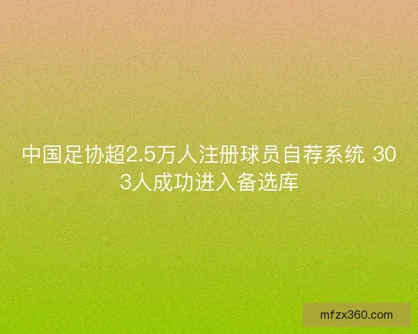 中国足协超2.5万人注册球员自荐系统 303人成功进入备选库